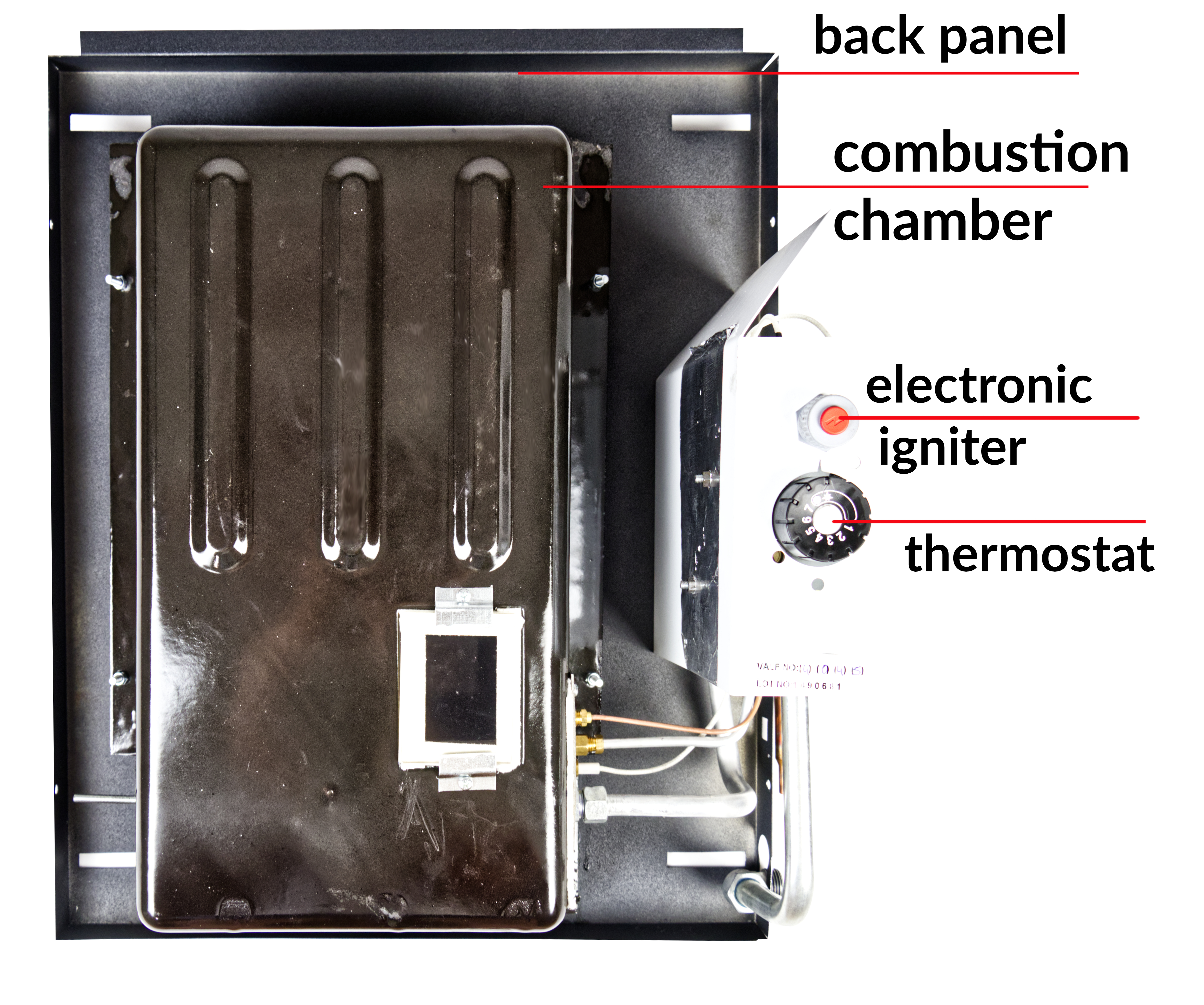 Gas stove with a cylinder with a thermostat